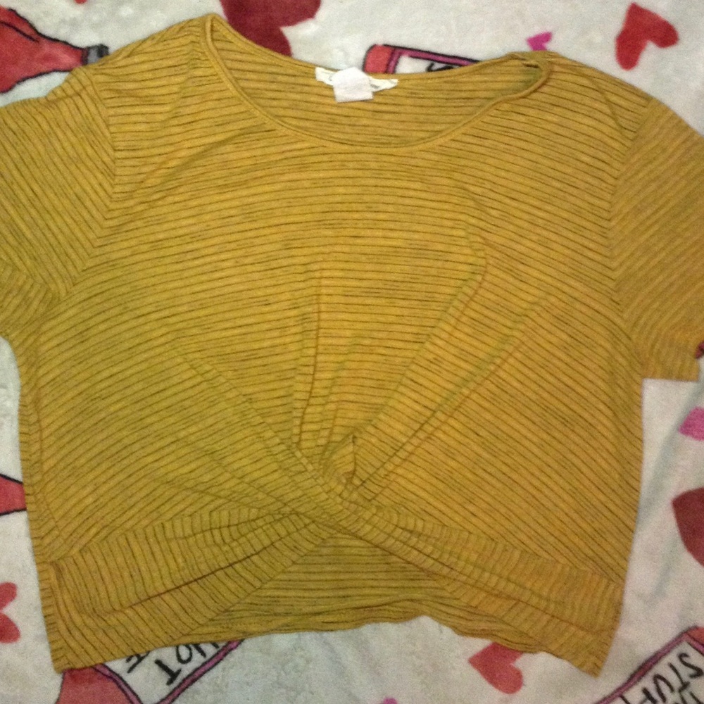 Yellow and Black Stripped Crop Top